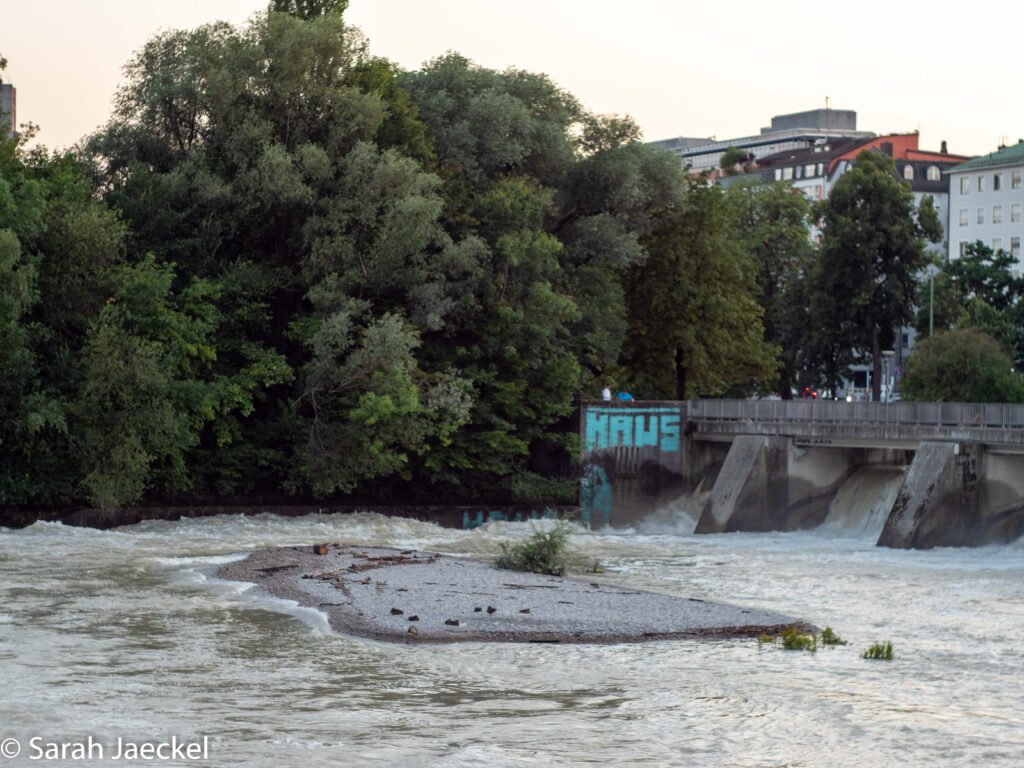 Munich flood river island